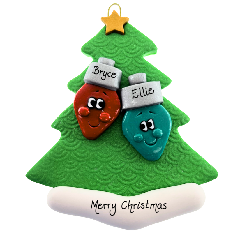 Light Bulb Family of 2 Christmas Ornament