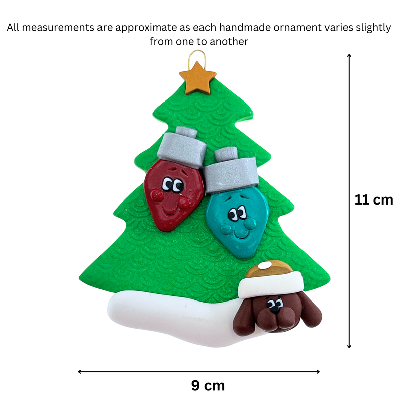 Light Bulb Family of 2 with 1 Pet Christmas Ornament