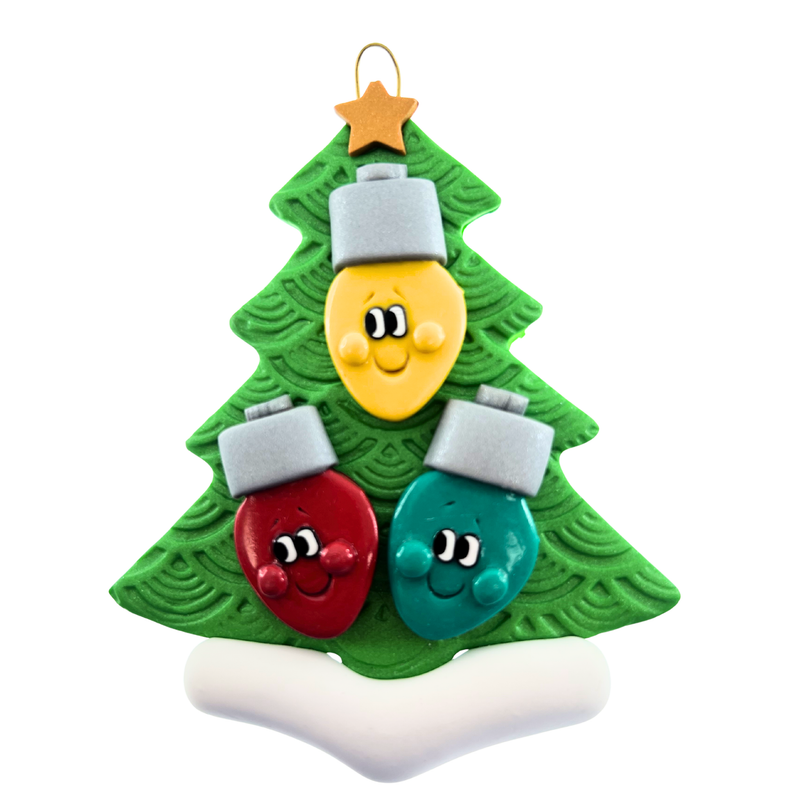 Light Bulb Family of 3 Christmas Ornament