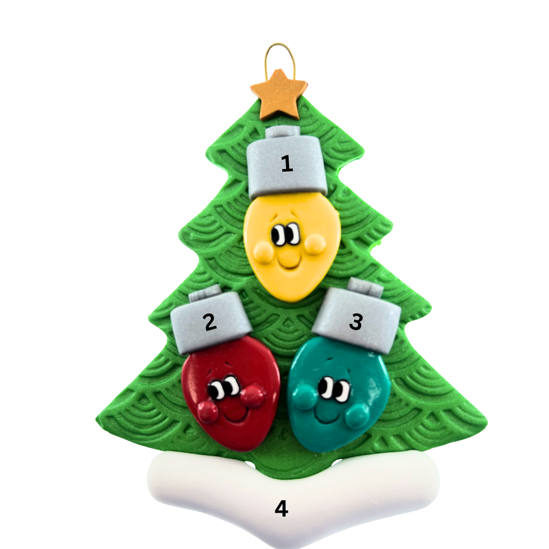 Light Bulb Family of 3 Christmas Ornament