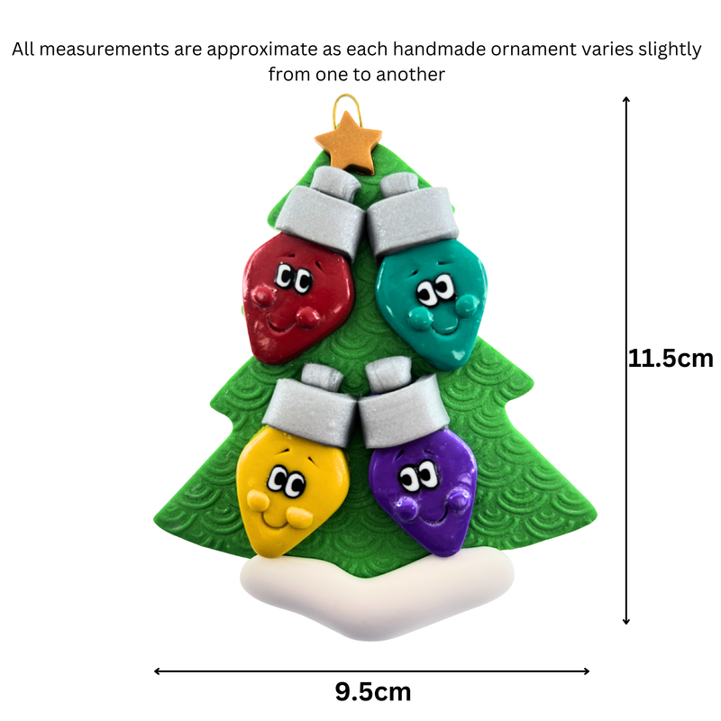 Light Bulb Family of 4 Christmas Ornament