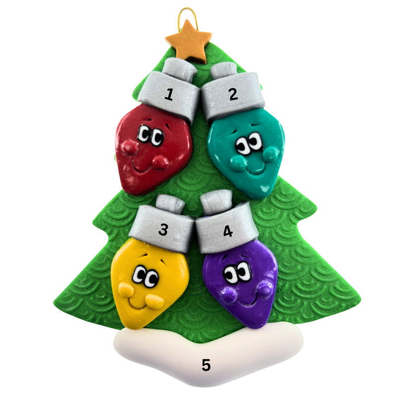 Light Bulb Family of 4 Christmas Ornament