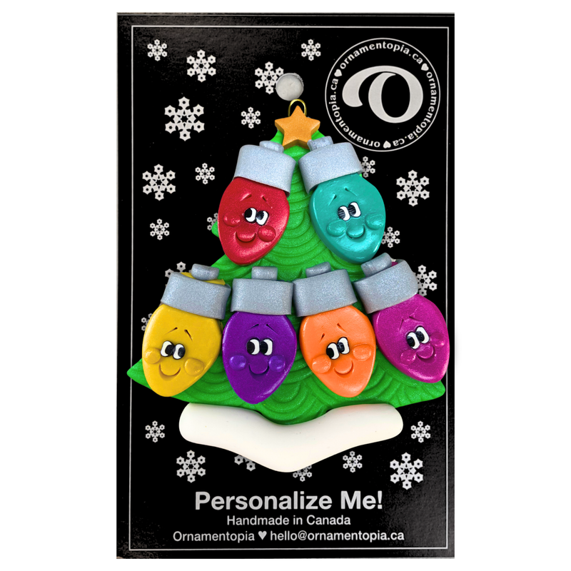 Light Bulb Family of 6 Christmas Ornament