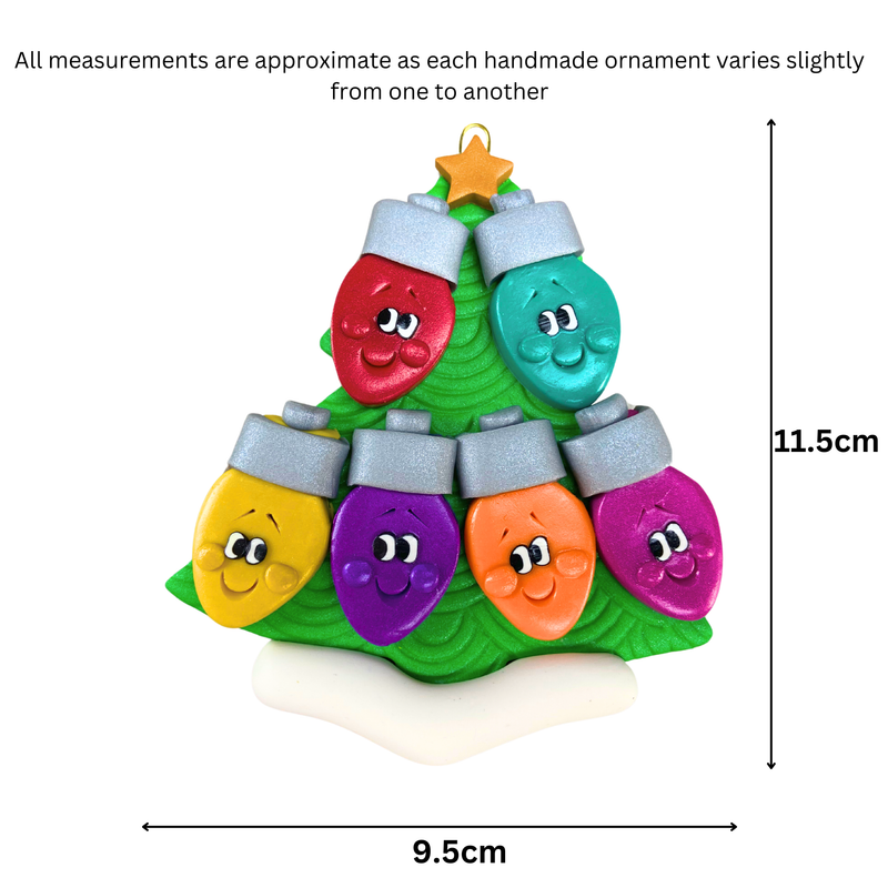 Light Bulb Family of 6 Christmas Ornament