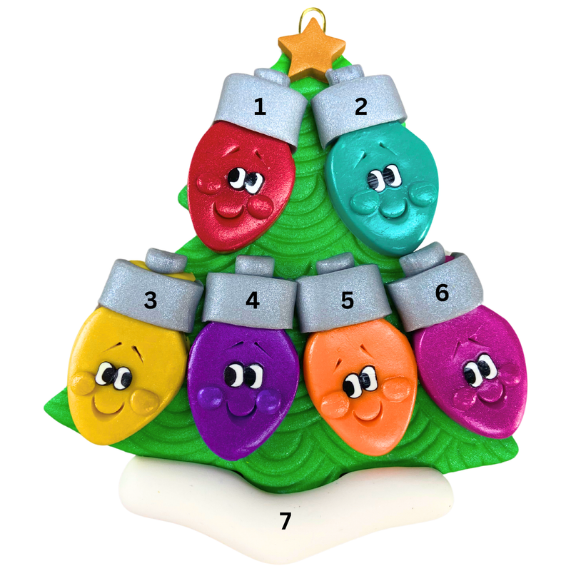 Light Bulb Family of 6 Christmas Ornament