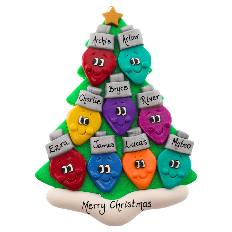 Light Bulb Family of 9 Christmas Ornament