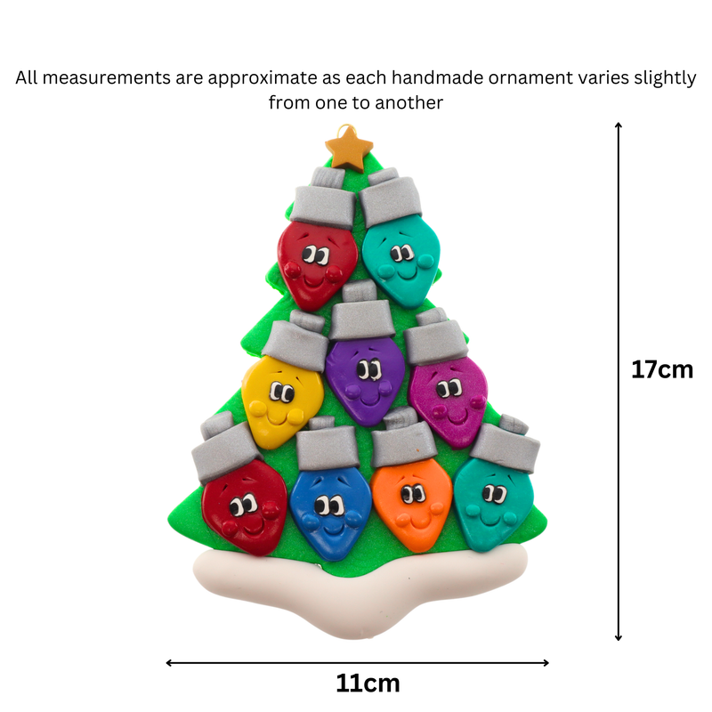 Light Bulb Family of 9 Christmas Ornament