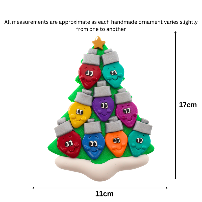 Light Bulb Family of 9 Christmas Ornament