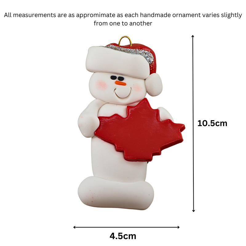 Snowman with Maple Leaf Christmas Ornament