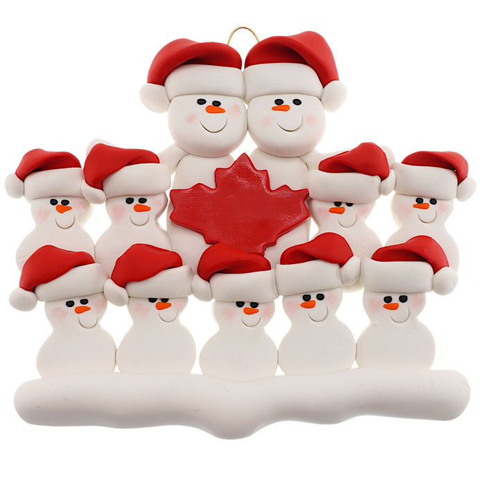 Maple Leaf Snowmen Family of 11 Ornament