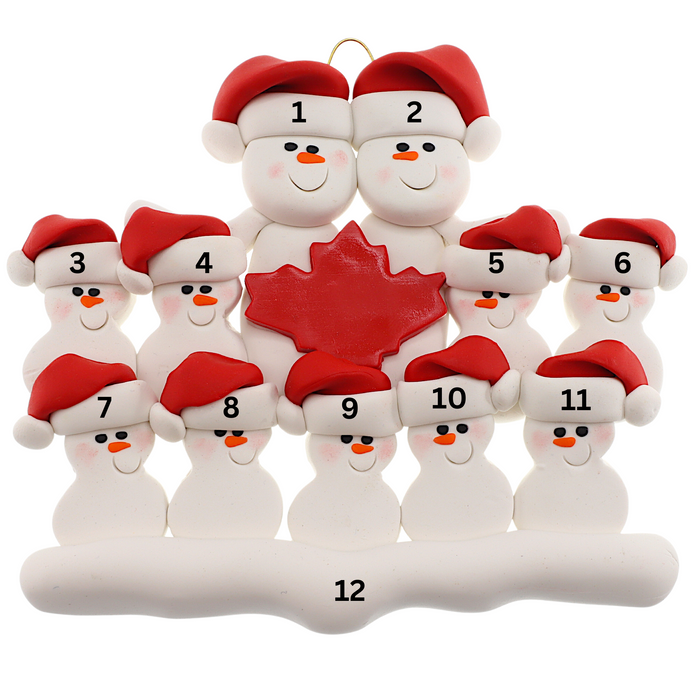 Maple Leaf Snowmen Family of 11 Ornament