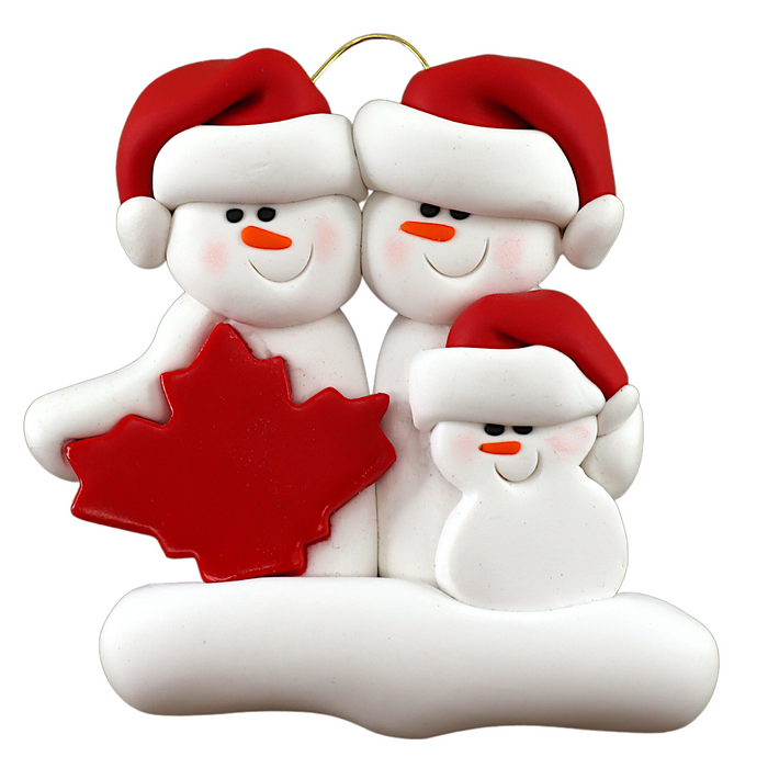 Maple Leaf Snowmen Family of 3 Ornament