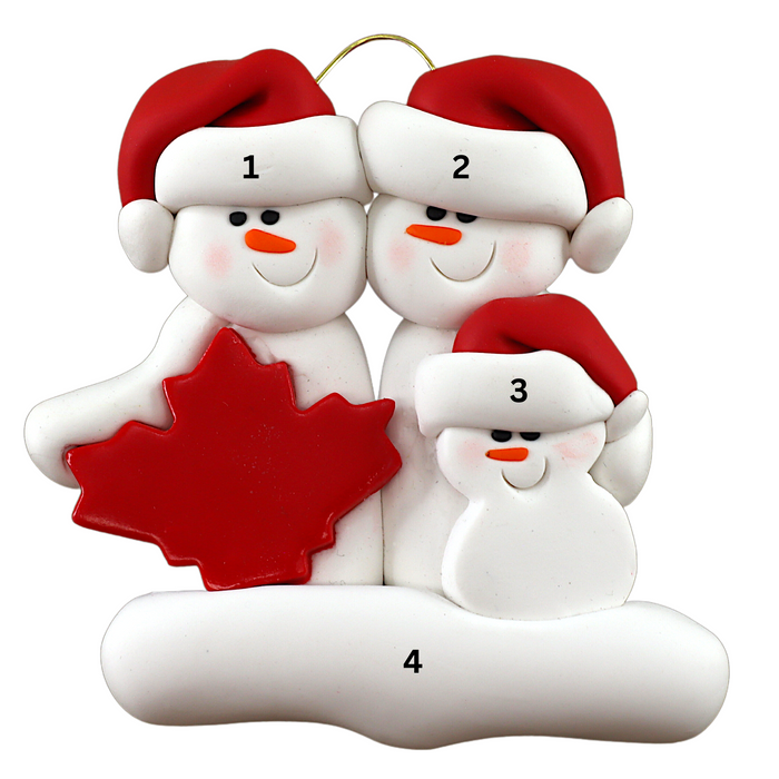 Maple Leaf Snowmen Family of 3 Ornament