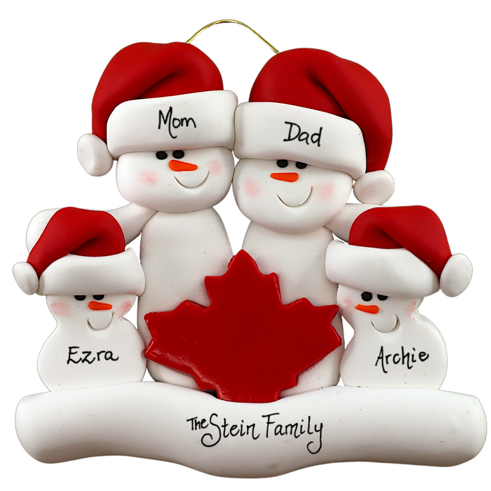 Maple Leaf Snowmen Family of 4 Ornament