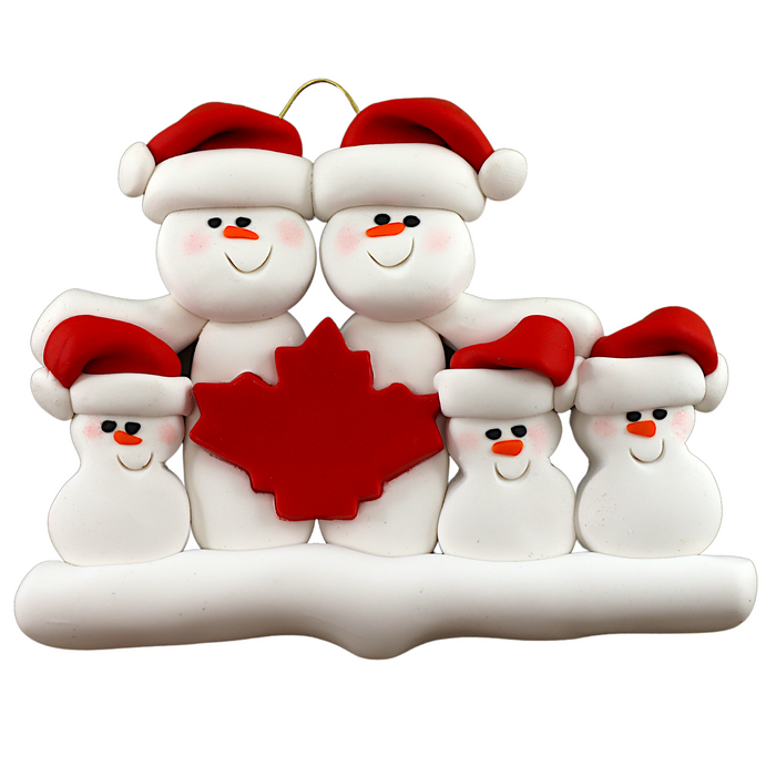 Maple Leaf Snowmen Family of 5 Ornament