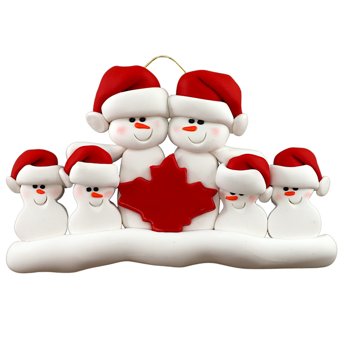 Maple Leaf Snowmen Family of 6 Ornament