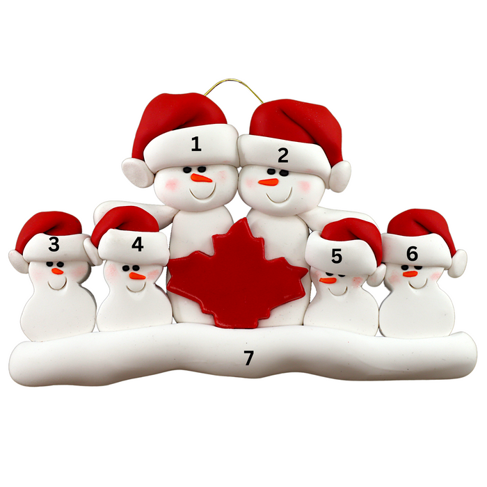 Maple Leaf Snowmen Family of 6 Ornament