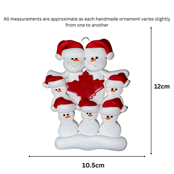 Maple Leaf Snowmen Family of 7 Ornament