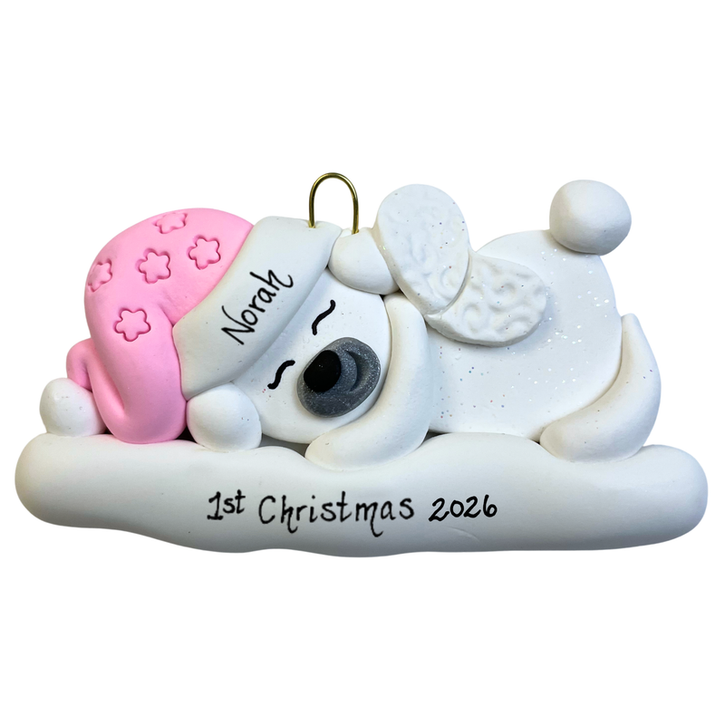 Polar Bear Memorial Baby Christmas Ornament - Pink