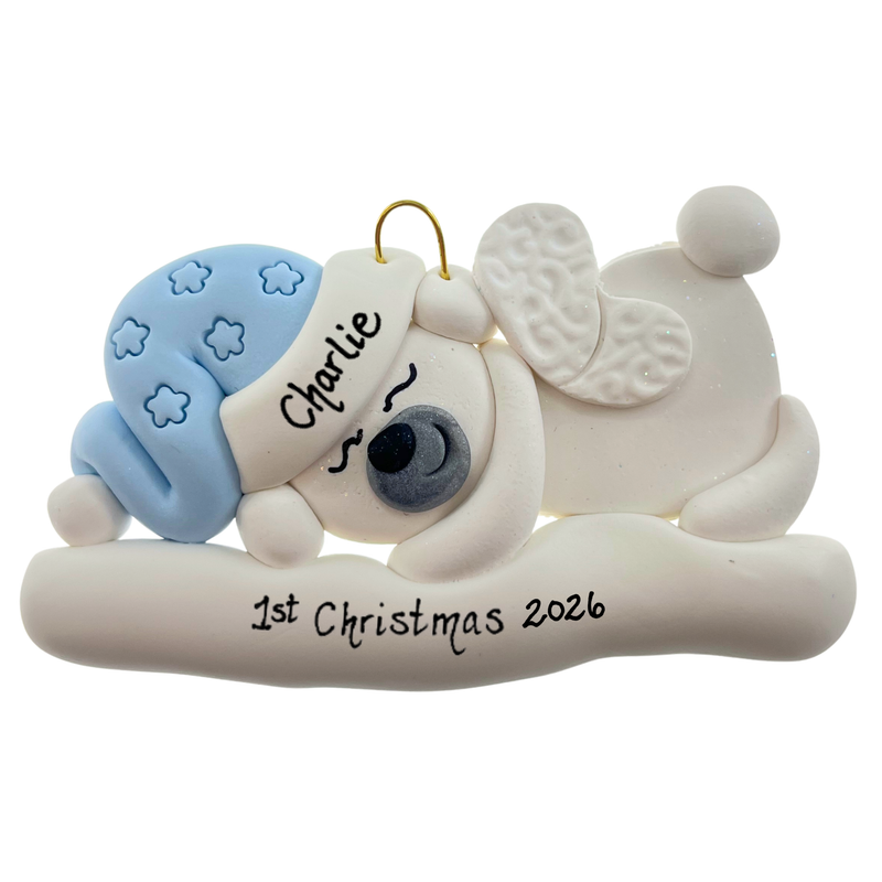 Polar Bear Memorial Baby Christmas Ornament - Blue