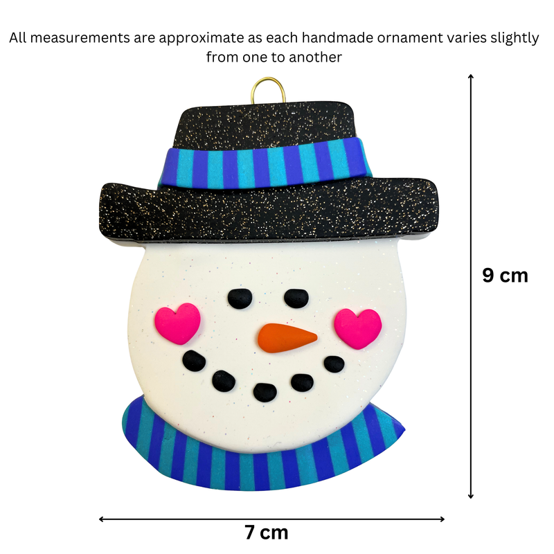 Jolly Jack Snowman Head with Hat - Blue Christmas Ornament