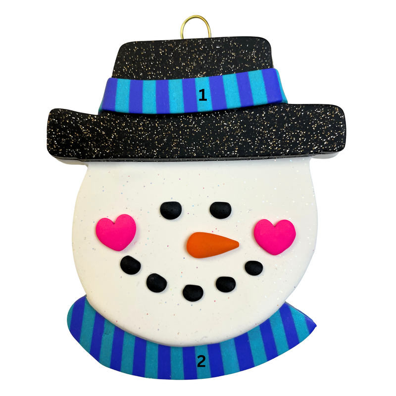 Jolly Jack Snowman Head with Hat - Blue Christmas Ornament