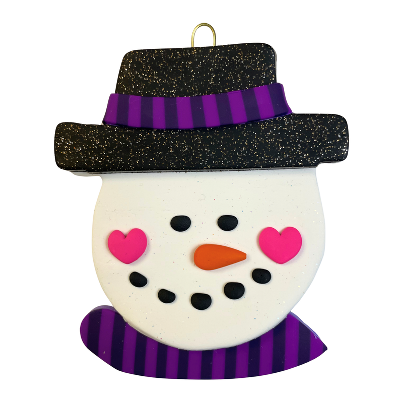 Jolly Jack Snowman Head with Hat - Purple Christmas Ornament