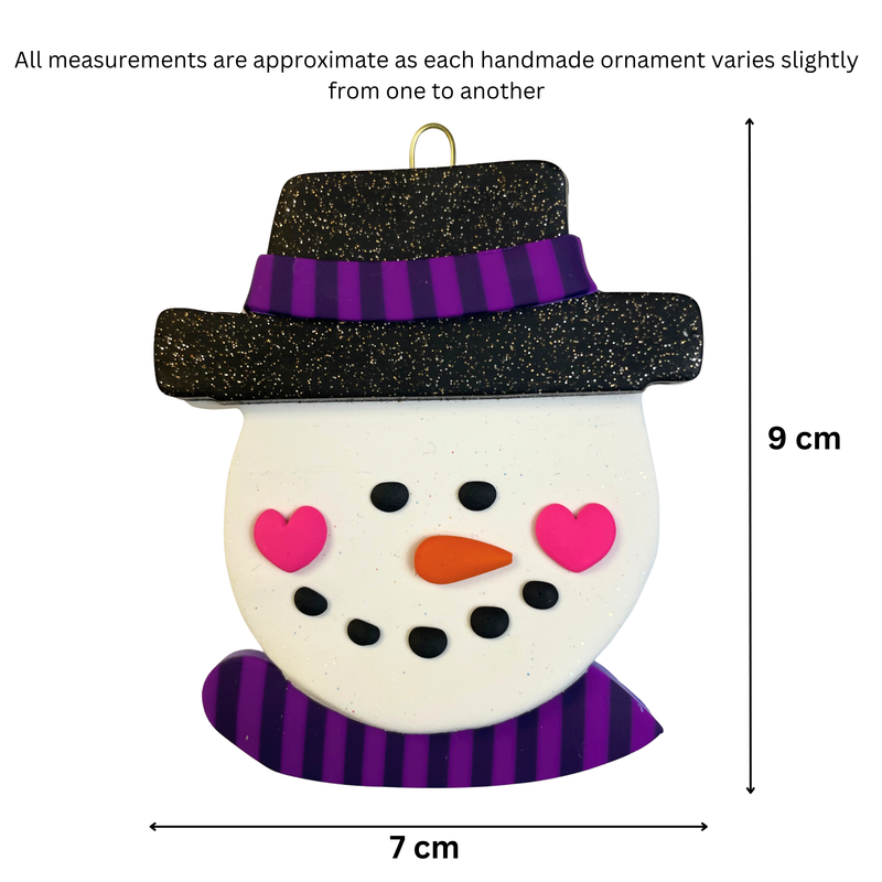 Jolly Jack Snowman Head with Hat - Purple Christmas Ornament
