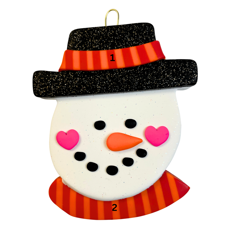 Jolly Jack Snowman Head with Hat - Orange Christmas Ornament
