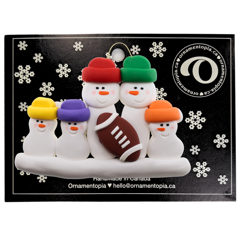 Football Family of 5 Christmas Ornament (New Colours)