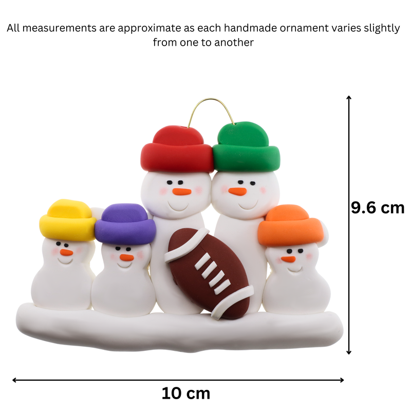 Football Family of 5 Christmas Ornament (New Colours)
