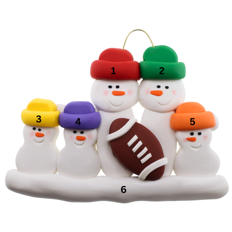 Football Family of 5 Christmas Ornament (New Colours)