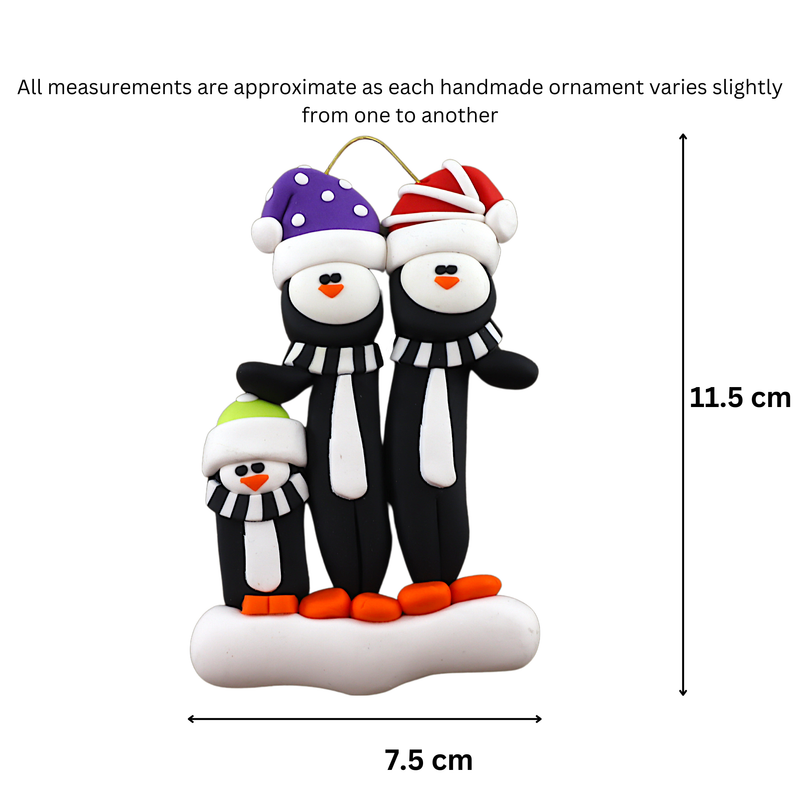 Penguin Family of 3 Christmas Ornament