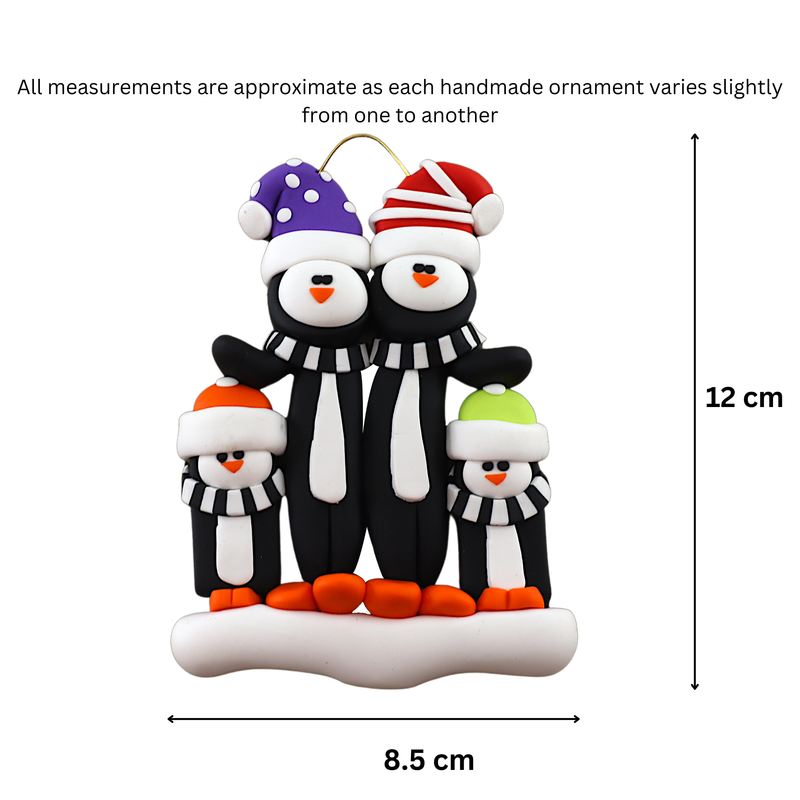 Penguin Family of 4 Christmas Ornament