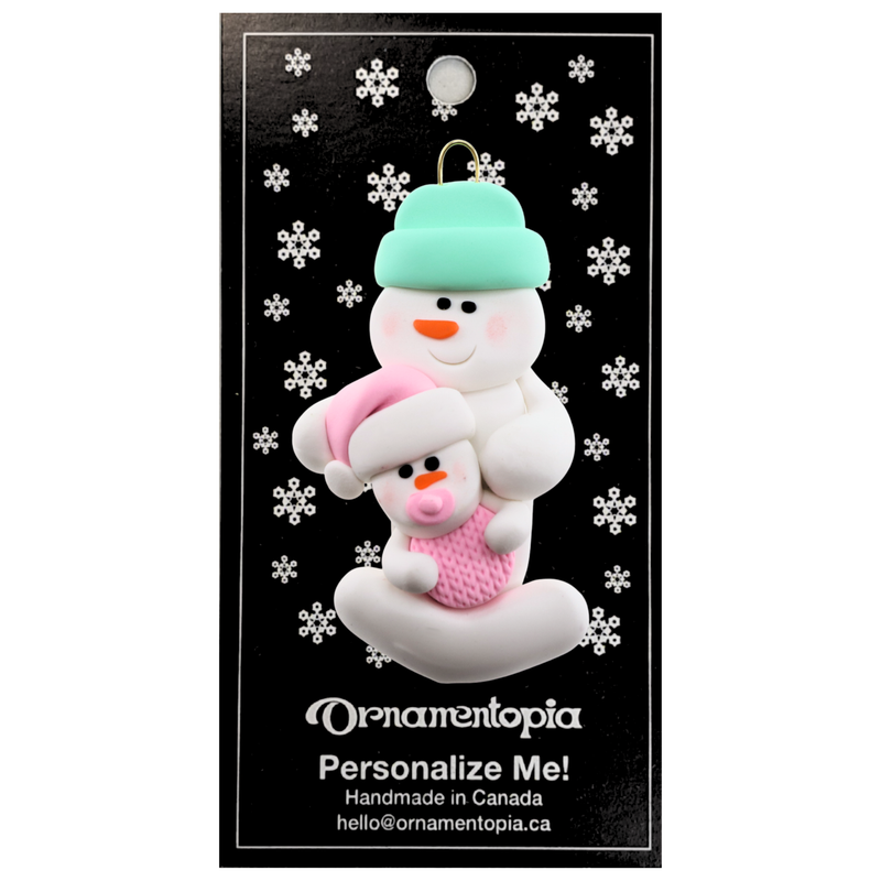 Pink Baby Family of 2 Christmas Ornament (new colors)
