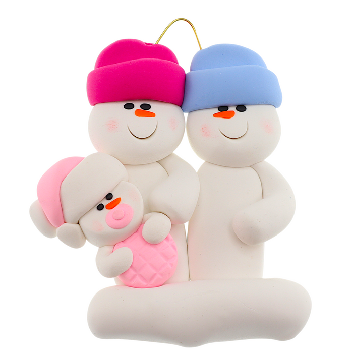 Pink Baby Family of 3 Ornament