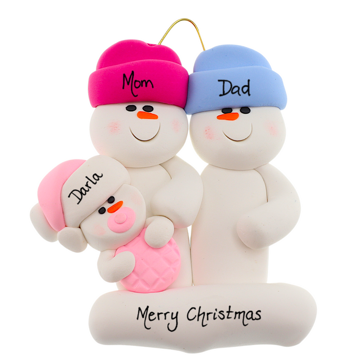 Pink Baby Family of 3 Ornament