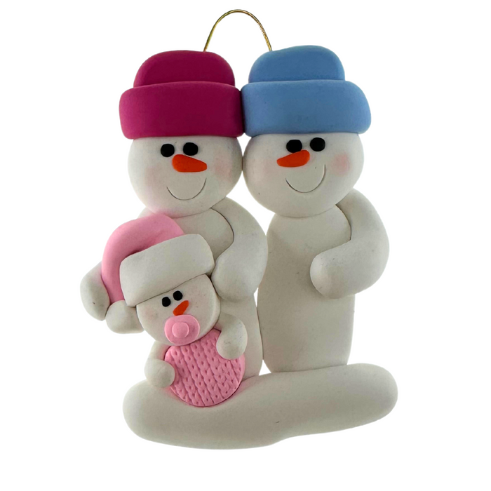 Pink Baby Family of 3 Ornament