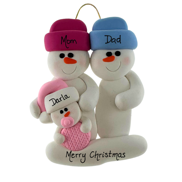 Pink Baby Family of 3 Ornament