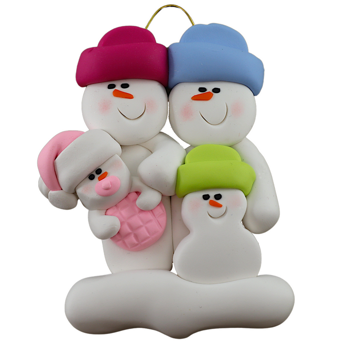 Pink Baby Family of 4 Ornament