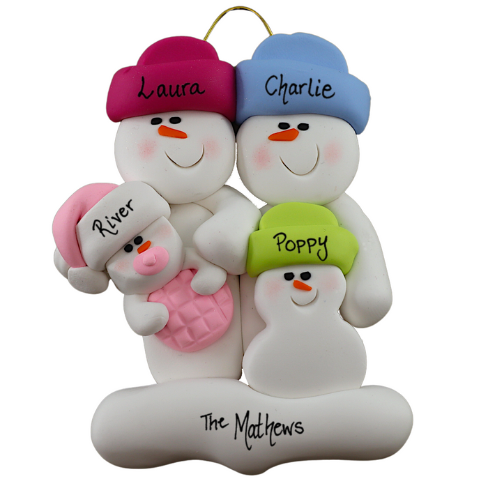 Pink Baby Family of 4 Ornament