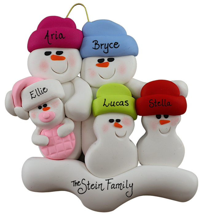 Pink Baby Family of 5 Ornament