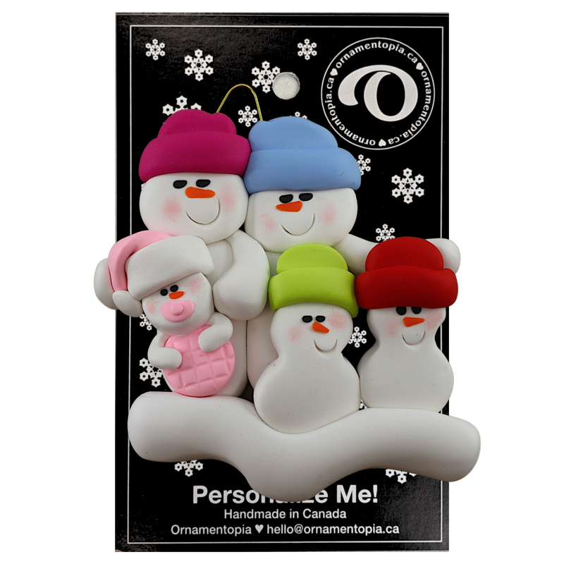 Baby Family of 5 - Pink Christmas Ornament