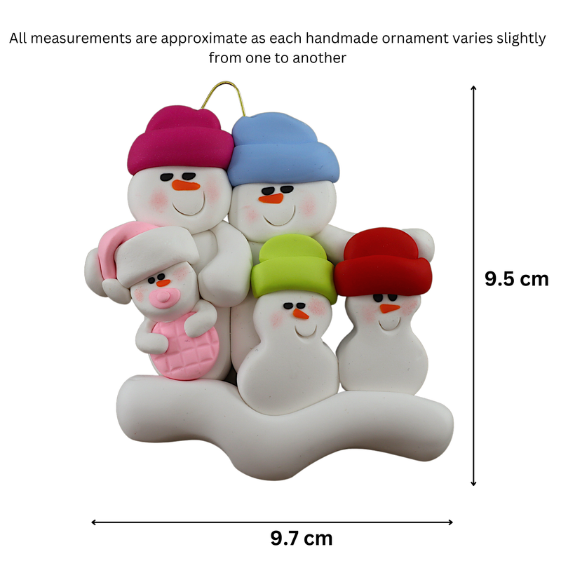 Baby Family of 5 - Pink Christmas Ornament