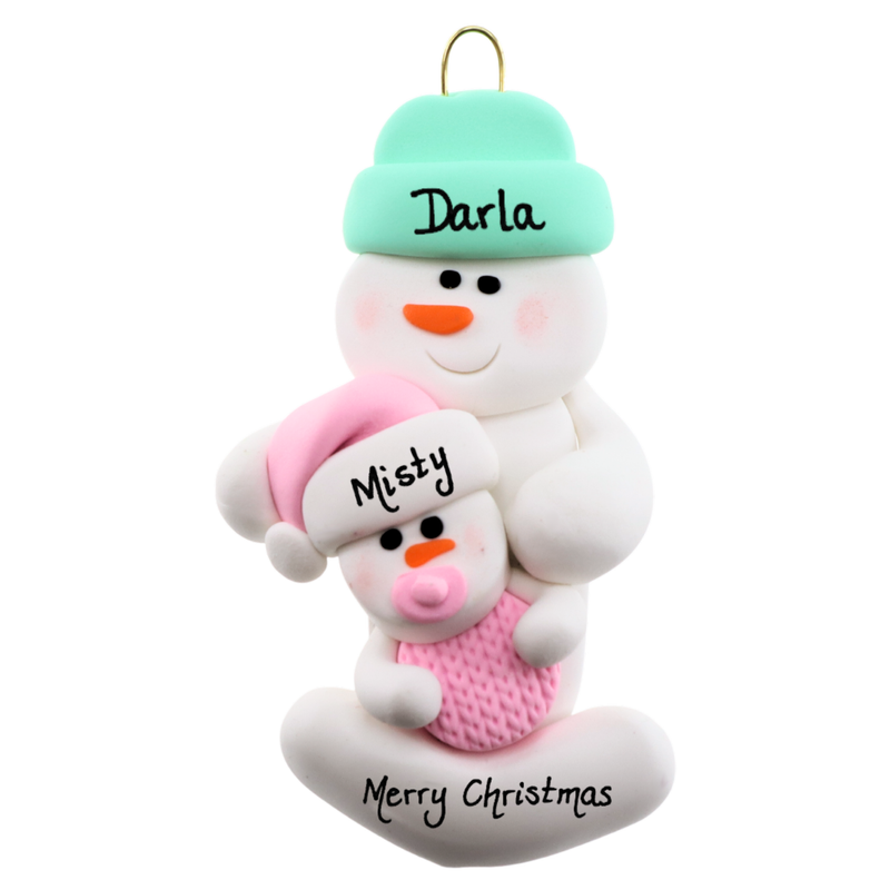 Pink Baby Family of 2 Christmas Ornament (new colors)