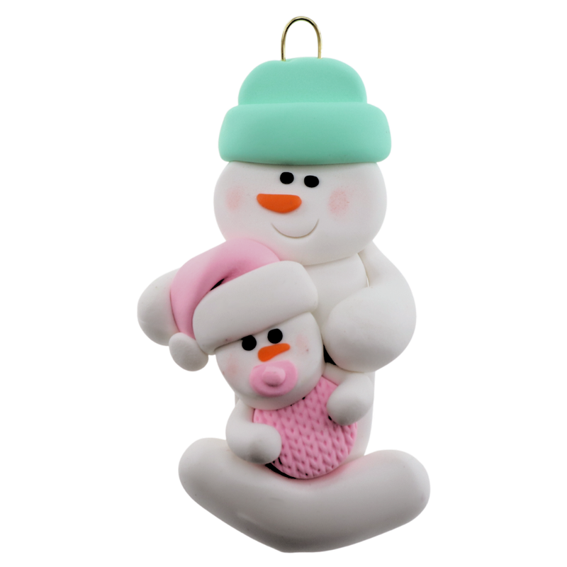 Pink Baby Family of 2 Christmas Ornament (new colors)