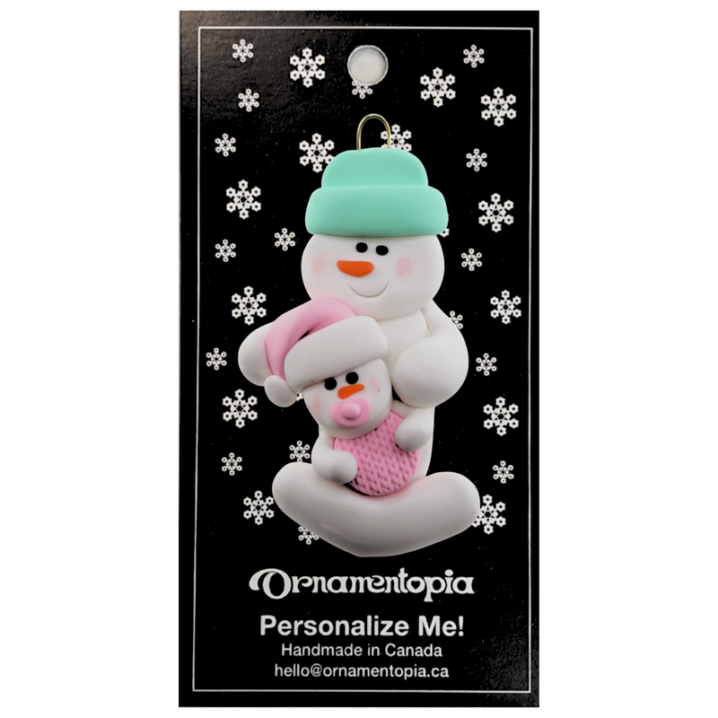 Pink Baby Family of 2 Christmas Ornament (new colors)