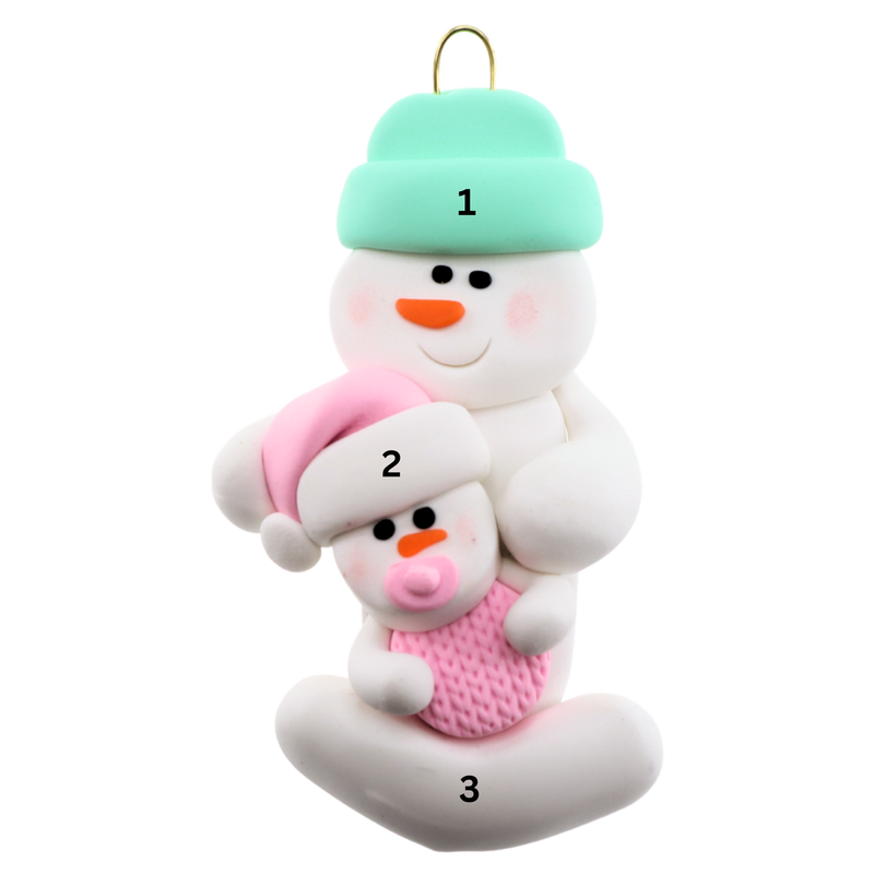 Pink Baby Family of 2 Christmas Ornament (new colors)