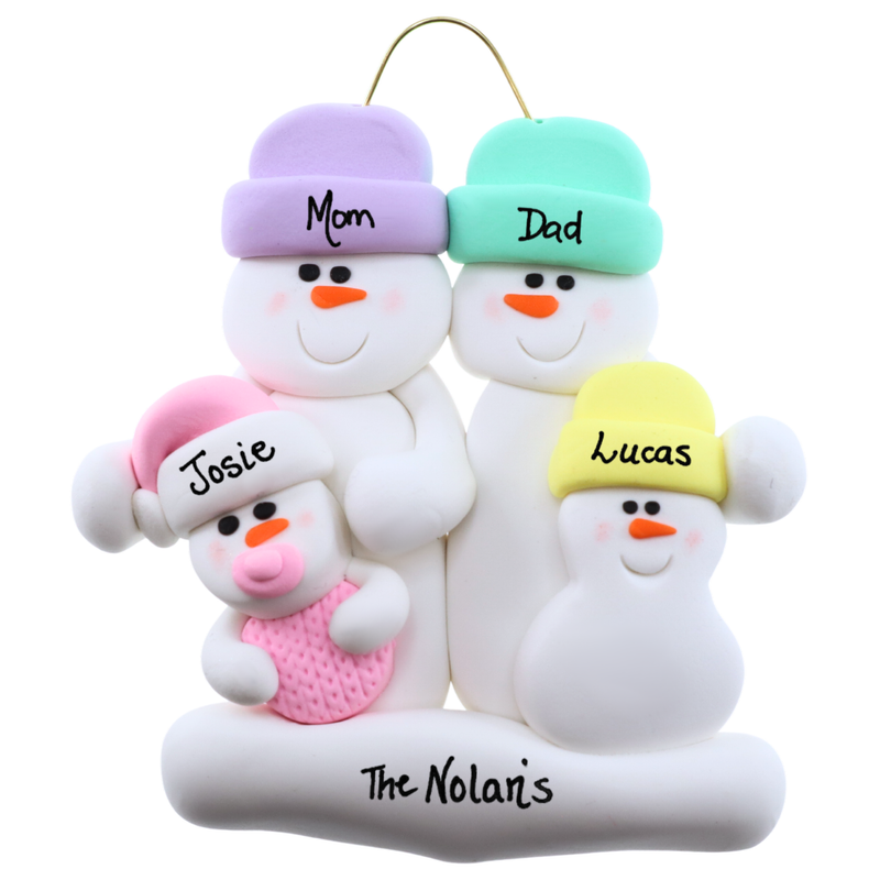 Pink Baby Family of 4 Christmas Ornament (new colors)