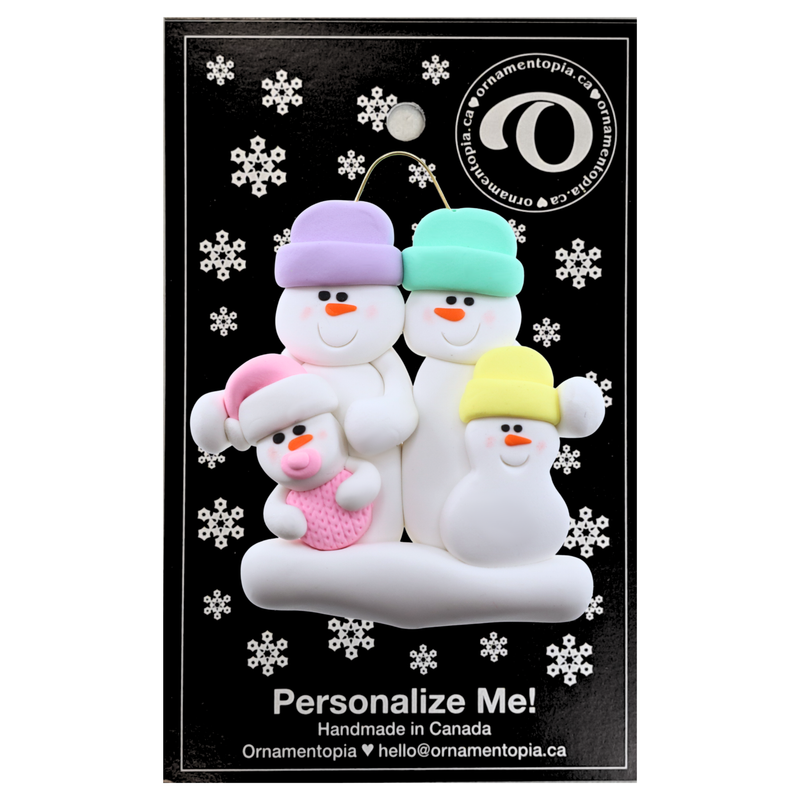 Pink Baby Family of 4 Christmas Ornament (new colors)